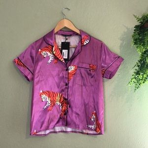 Nasty Gal Fangs for Everything Tiger Pajama Set 🐅